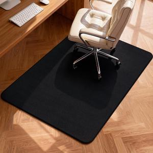 Blvornl Corduroy Office Chair Mat for Hardwood Floor and Low Pile Carpet, 35.4" x 47.3" Non-Slip Desk Rolling Chair Mat for Hard Floors, Heavy Duty Carpeted Floor Protector Rug for Home, Black