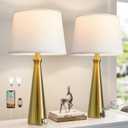 Seealle Modern Table Lamps Set of 2 - Touch Bedside Lamps for Nightstand with Dual USB C+A,3-Way Dimmable Gold Nightstand Lamps for Living Room Bedroom (Bulb Included)