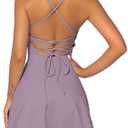 QINSEN Womens Two Pieces Tennis Dress with Shorts Workout Open Back Active Golf Dresses Size S