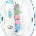 Royal Angels Upgraded 6 in 1 Baby Nail Trimmer with Labeled Case, 4 Colored Pads for Newborns to Toddlers, Whisper Quiet Electric Nail File with LED Light, Safe Manicure Set for Families (Babyblue) (8 Piece Set)