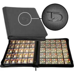 TopDeck 1600 Card Ringless Zip Binder Pro - 5X5 25-Pocket Pages Side Load Sleeve TCG Storage Portfolio, Compatible with Pokemon, Yu-Gi-Oh, One Piece, MTG, Sports, Trading Collectible Cards - Black, 2.5 x 3.5 inches