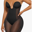 SHAPELLX Strapless Shapewear for Women Deep Plunge Corset Tummy Control Backless Bodysuit Mid Thigh Full Body Shaper, Size XL