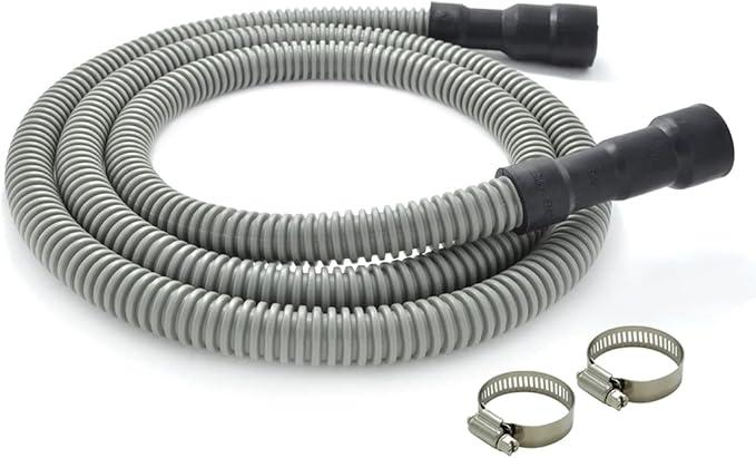 Universal Dishwasher Drain Hose - 10 Ft Discharge Hose - Corrugated and Flexible Dishwasher Hose Drain Replacement with Clamp