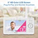 VTech Video Baby Monitor with Camera and Audio, 5" HD LCD Screen, Pan-Tilt-Zoom, 2-Way Talk, VOX Mode, Night Lights, Lullabies, Soothing Sounds, Temperature sensor, Long Range, No WiFi: VM5263 (White)