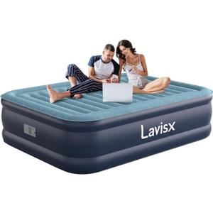 Queen Air Mattress 18 with Built in Pump, 2 Mins High Speed Inflation Luxury Auto Stop Pump Blow Up Mattress Comfort Air Bed, Colchones Inflables