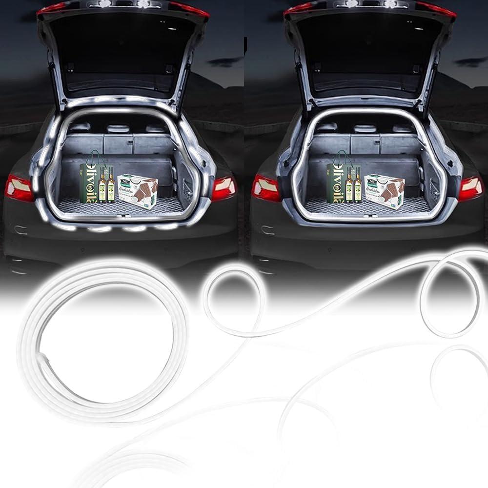 NHHEO Upgrade Dynamic Flowing Car LED Trunk Light Strip, 79Inch Universal Flexible Cutting Silicone Waterproof Neon Lights Strip, 12V Interior Ambient Lighting for Cars SUVs(White)