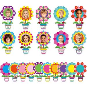 80Pcs Flower Pot Bulletin Board Decorations,Spring Theme Colored Plant Pot Cut-Outs Classroom Decor for Boy Girl DIY Photo Craft Kindergarten School Wall