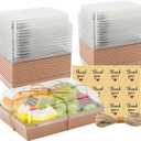 YTAXZ 7x5 Charcuterie Boxes with Clear Lids, Large Disposable Bakery Dessert Boxes, Bakery Take Out Containers, To Go Food Containers for Chocolate, Sandwiches, Cookies, Cupcakes, Pastries (50, Brown)
