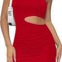 Women's Slim Fit Mini Dresses 2026 Summer Casual Sexy Club Night Out Party Solid Strapless Tube Short Bodycon Dress S35 (Red, L)