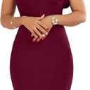 VASAUGE Women's Elegant Formal Bodycon Ruffle Sleeveless Midi Cocktail Party Dress (Large, Red)