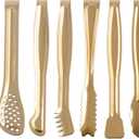 HINMAY Gold Plated Mini Serving Tongs Set 6-Inch Appetizers Tongs Stainless Steel Small Sugar Cube Tongs Ice Tongs, Set of 6