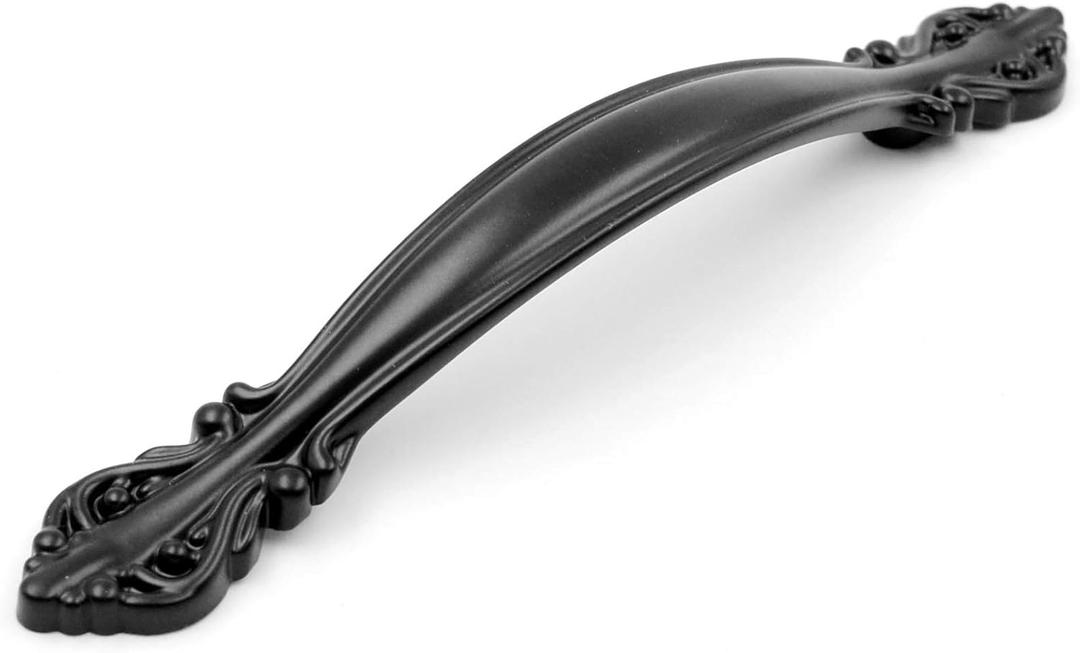 Jetland Cabinet Hardware Handle Pull - 10-Pack, Flat Black, 3-3/4" (96mm) Hole Centers, PW8803096