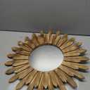 Sunburst Boho Mounted Mirror, Rustic Round Wood Mirror, Wooden Frame, 50cm, Living Room Mirror