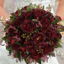Artificial Peonies Silk Flowers, Burgundy Faux Peony Bouquet 4 Bundles Florals Arrangements for Farmhouse Home Boho Wedding Table Centerpiece, Fake Plastic Flowers Bulk for Vase Decoration (Burgundy)