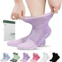 Bulinlulu Bamboo Viscose Diabetic Socks with Grippers for Men Women -6 Pairs Non Binding Ankle Slipper Socks Size 6-9 9-12 (Medium, Purple/Green/Orange Red/Pale Purple/Black/White)