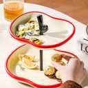 MOOSHU Ceramic Cupcake Dessert Stand - 2-Tier Fruit Platter for Kitchen Counter - Apple-Shaped Holiday Decorative Tiered Serving Trays for Parties Entertaining, and Food Display.