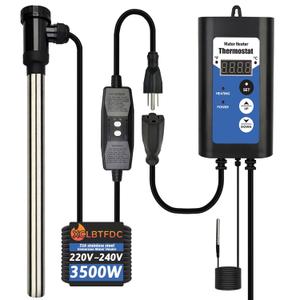 3500W 240V Immersion Water Heater Portable Electric Large Pool & Bathtub Fully Submersible Water Heater with Thermostat, Leakage Protection for Hot Tub, Baptistry, baptismal, Swimming Pool
