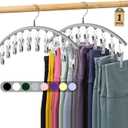 Volnamal Legging Organizer for Closet, Metal Yoga Pants Hanger w/Rubber Coated 1 Pack w/10 Clips Hold 10 Leggings, Hangers Space Saving Hanging Closet Organizer for Closet Organizers and Storage-Gray