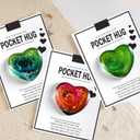 AGLOO 3Pcs Pocket Hug Heart with Card Greeting Cards Pocket Hug Token for Friends, Family, Classmates, Students, & Colleagues Relationship Gift for Distant Social Presents (Hearts)