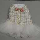 AZA Dog Princess Dresses for Small Dogs Lolita Clothes Lace Tweed Costume Pet Girl Cute Coat Outfits Fall Costumes (Small,White)