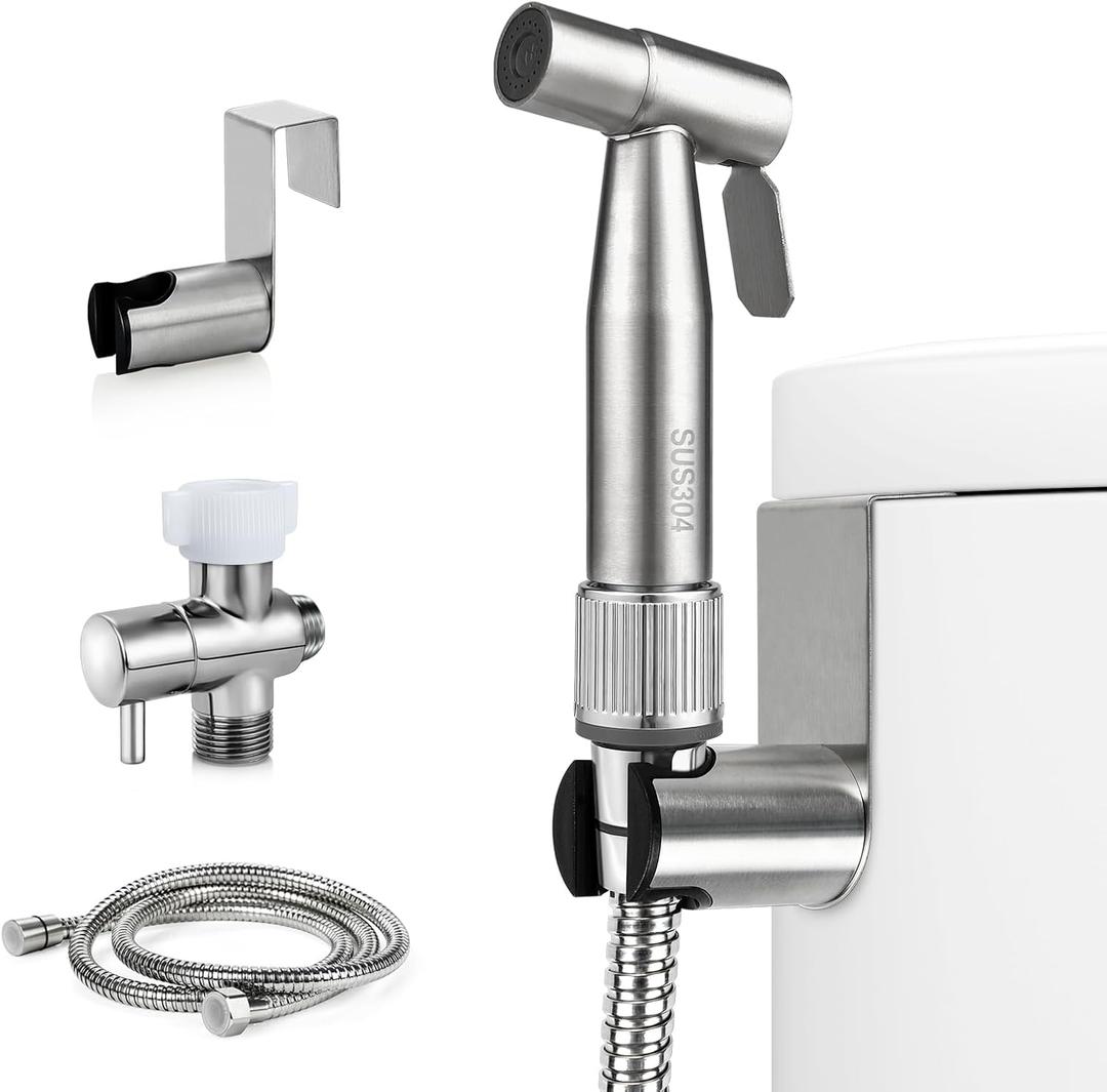 Blissland Bidet Sprayer for Toilet with Adjustable Water Pressure, Handheld Bidet Sprayer Kit- Stainless SteelDon't Use Teflon Tape for Installation
