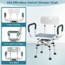 Swivel Shower Chair with Arms and Back, 500 lbs Heavy Duty Shower Stool for Inside Shower Stall and Bathtub, Height Adjustable Rotating Shower Chair & Seat for Elderly, Adults, Handicap and Disabled