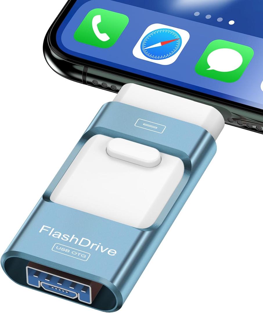 512GB Flash Drive for iPhone Photo Stick,Thumb Drive USB Stick High Speed Transfer USB Drives External Picture Video Storage Memory Expansion for iPhone/iPad/PC (Blue)