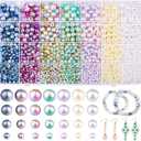 Aenezus 2200PCS Multicolor Pearl Beads, 4/6/8/10mm Loose Pearls for Crafts with Holes for Jewelry Making