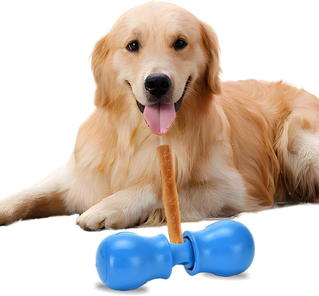 Bully Stick Holder - Improved Dog Treat Chew Holder,Fits Various Bully Sticks,Durable Safety Hold Device to Prevent Swallowed Ends and Choking, Large/Blue.