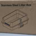 Stainless Steel Cat Litter Box with Lid, Large Metal Litter Box Stainless Steel with Mat & Scoop, Odor-Free/Anti-Leakage & Non-Stick/Easy Clean, High-Sided Litter Box for Multiple Big Cats(XL/Grey)