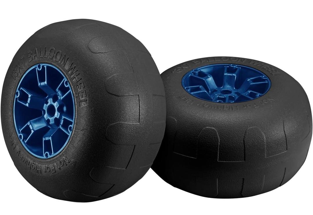 Beach Balloon Wheels, 13" Flat-Free Solid PU Beach Cart Tires Replacement Big Sand Wheels for Beach Buggy, Kayak Trolley, Canoe Cart, Rolling Walker, Garden Cart, Wheelchair & Buggy, 2-Pack (Black)