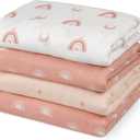 GLLQUEN BABY Muslin Swaddle Blankets 4-Pack Breathable Receiving Blankets (35" x 40") Soft Baby Blankets for Girls and Boys Newborn Essentials Muslin Burp Cloths Swaddle Wrap Baby Gift (Sun)