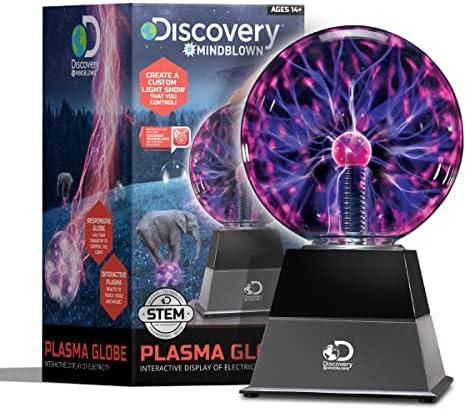 Discovery #MINDBLOWN Plasma Globe Lamp - Touch and Sound Sensitive Lightning, Electric Plasma Ball Interactive Novelty Toy, Bedroom & Desktop Home Décor, Tesla Coil Light Plasma Orb