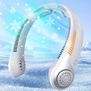 Portable Neck Fan - Rechargeable Personal Fan with Neck Support, 5-Speed Quiet Lightweight Long Lasting Neck Fan, Battery Operated Full Surround Cooling for Travel, Birthday Gifts for Men Women (Gray)