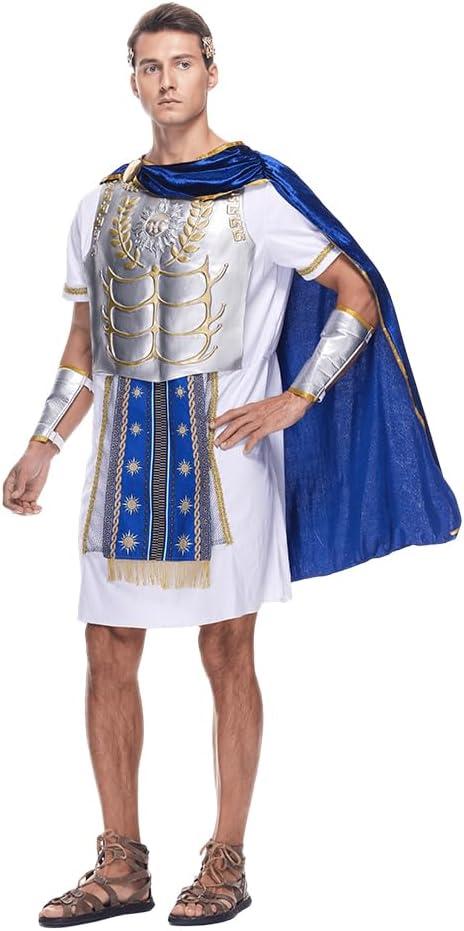EraSpooky Adult Mens Roman Gladiator Costume Ancient Roman Emperor of the Sun Imperator Set Halloween Dress Up Party (Medium)