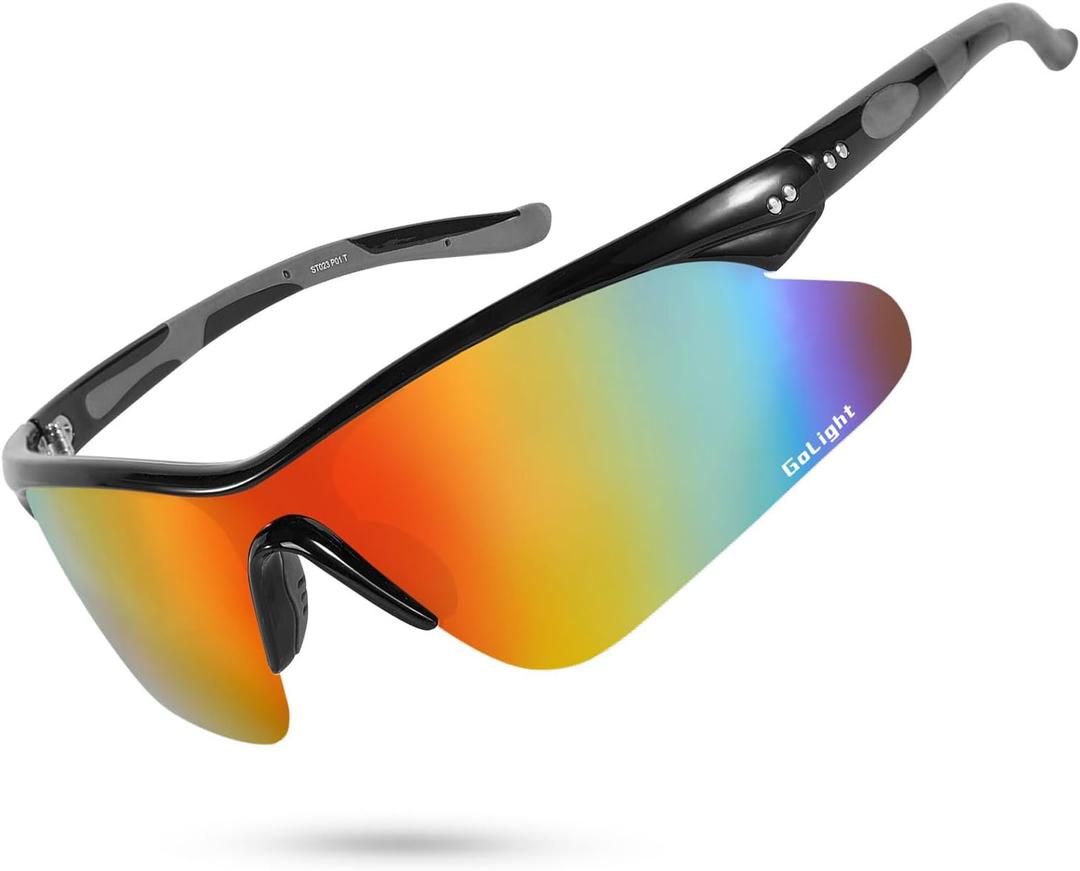 GoLight Polarized Wraparound Sports Sunglasses for Men & Women – UV400, Anti-Glare, Lightweight Frame with Metal Hinges
