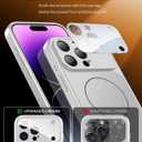 TOBOVON for iPhone 14 Pro Max Case with Camera Lens Protector, Compatible with MagSafe, Slim Matte Magnetic Shockproof Phone Cover for iPhone14 ProMax, Silver