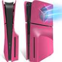 Faceplates for PS5 Slim Console with Cooling Vents, Megadream Hard ABS Shockproof Anti-Scratch Dustproof Console Case Cover Replacement Plate Shell for PS5 Slim Disc Edition, 4 Cover Plates, Red