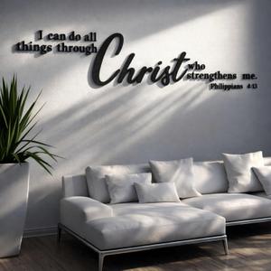 AceOrbit Christian Bible Verses Wall Art Decor I Can Do All Things Through Christ Who Strengthens Me 15.7" x 59" Wooden Religious Scripture Jesus Wall Decor 3D Letters Decoration for Church Home