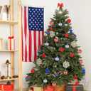 28Pcs Christmas Patriotic Hanging Ornaments,Red White Blue Xmas Independence Day Decor Shatterproof Balls and Stars Decorates,4th of July Christmas Tree Decor for Indoor Outdoor Holiday Party