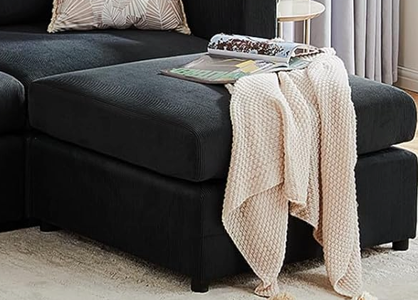 Sweetcrispy  Modern Sectional Sofa Couch Square Modular Floor Single Sofa Chair, Dark Gray