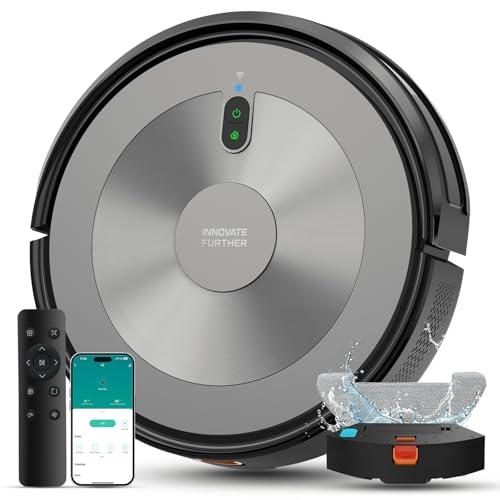 Robot Vacuum and Mop Combo, 5000Pa 3-in-1 Robotic Vacuum Cleaner, Brushless Motor, Tangle-Free Design, Smart App/Alexa Control, Auto Charging & Schedule, ideal for Pet Hair, Hard Floor and Carpet