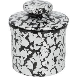 Handmade Butter Crock, Blown Glass Butter Dish with Lid, Elegant Butter Keeper for Countertop (Silver)