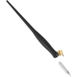 Calligraphy Pen Nib Holder, English Oblique Calligraphy Dip Pen Comic Dip Speedball Plastic Pen Nib Holder with Removable Metal Flange Black