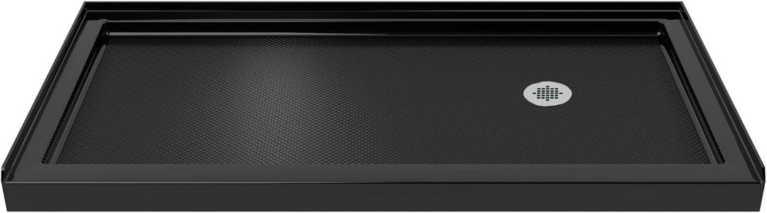 DreamLine SlimLine 32 in. D x 60 in. W x 2 3/4 in. H Right Drain Single Threshold Shower Base in Black, DLT-1132602-88