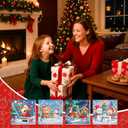 Vodolo 4 Pack Christmas Paint by Numbers Snowman with Frame,Easy DIY Christmas Painting Kit