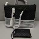 LOVEVOOK Lunch Tote Bag for Women, 17.3 Inch Laptop Bag with Insulated Lunch Compartment, Quilted Large Capacity Computer Handbag with Purse for Business, Work, Nurse, Office, Collage, Casual, Black