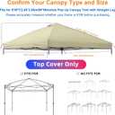 8x8 Canopy Replacement Top Cover,Waterproof Pop Up Canopy Replacement Cover with Air Vent Ropes for Outdoor Garden Patio Picnic Camping,Top Only(Top Only,245 * 245cm