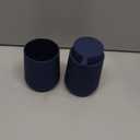 Matte Blue Bathroom Accessories 2 Piece Set Plastic Soap Dispenser and Toothbrush Holder for Modern Bathroom Decor