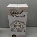 Kitchen Utensils Set- 35 PCs Cooking Utensils with Grater,Tongs, Spoon Spatula &Turner Made of Heat Resistant Food Grade Silicone and Wooden Handles Kitchen Gadgets Tools Set for Nonstick Cookware (Khaki)